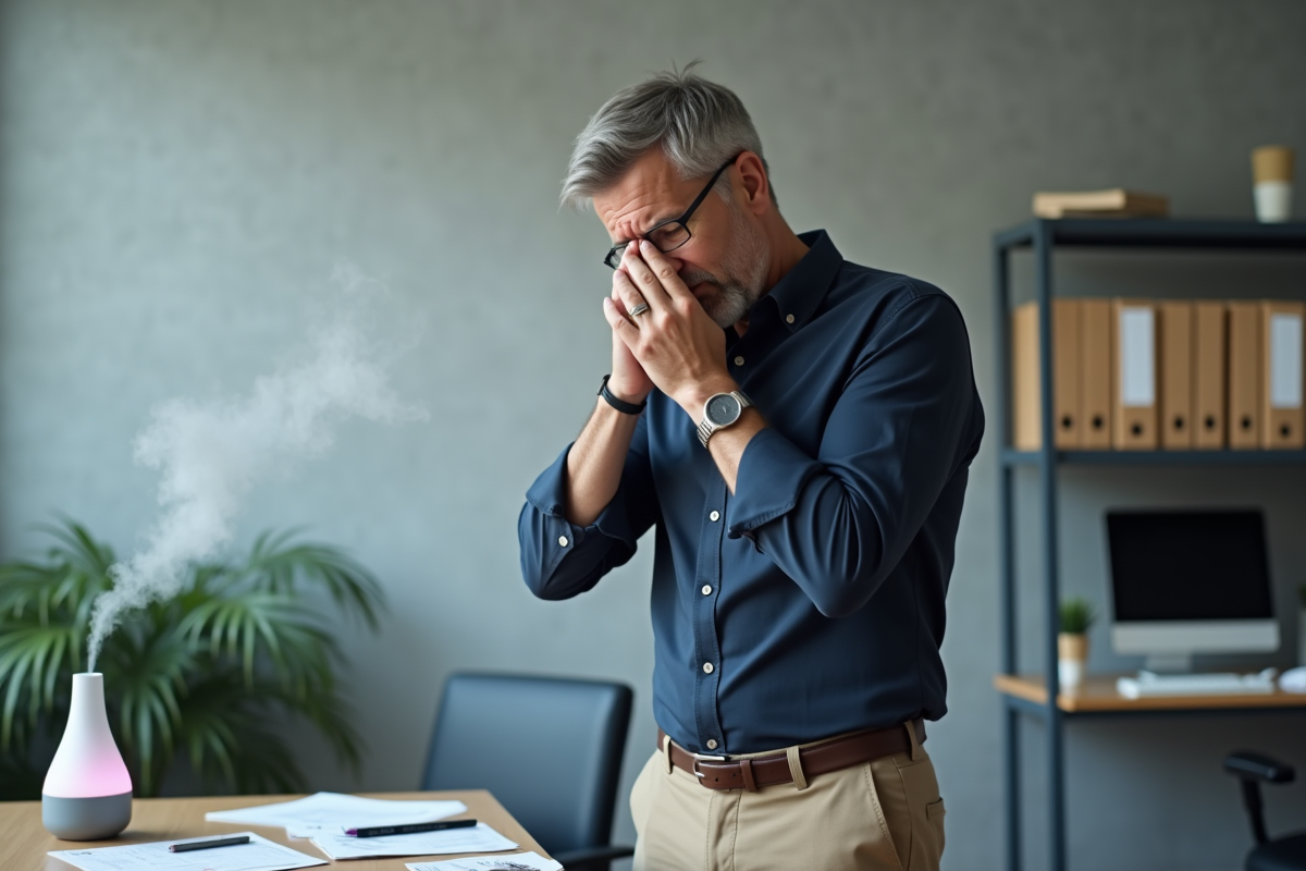 Homme toussant près d