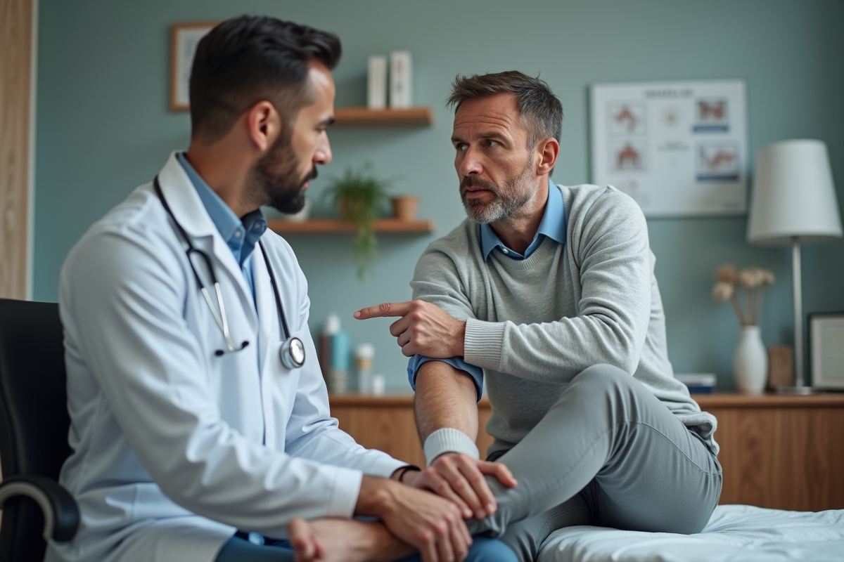 Médecin discutant avec un patient sur une éruption cutanée