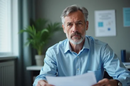 Patient homme en salle d'attente médicale