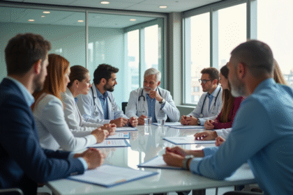 Réunion de professionnels de santé et gouvernement en réunion